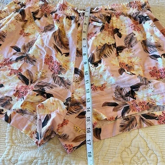 Hawaiian print elastic stretch linen shorts with side pockets and drawstring XL - Picture 6 of 7